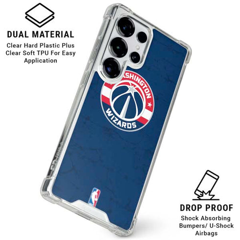 NBA Washington Wizards Blue Distressed Galaxy S26 Ultra Clear Case