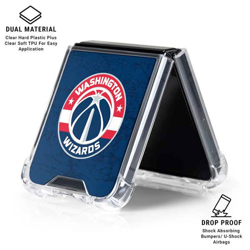 NBA Washington Wizards Blue Distressed Galaxy Z Flip6 Clear Case