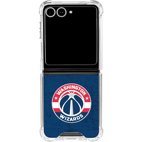 NBA Washington Wizards Blue Distressed Galaxy Z Flip7 Clear Case