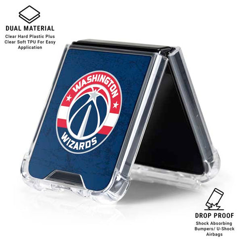 NBA Washington Wizards Blue Distressed Galaxy Z Flip7 Clear Case