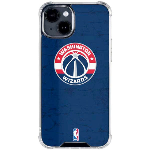 NBA Washington Wizards Blue Distressed iPhone 15 Clear Case