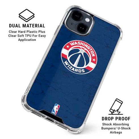 NBA Washington Wizards Blue Distressed iPhone 15 Clear Case