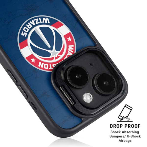 NBA Washington Wizards Blue Distressed iPhone 15 Kickstand Case