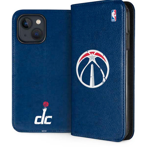 NBA Washington Wizards Blue Distressed iPhone 15 Plus Folio Case