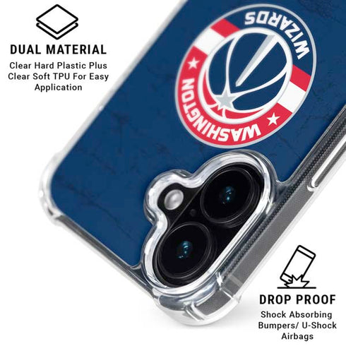 NBA Washington Wizards Blue Distressed iPhone 16 Plus Clear Case