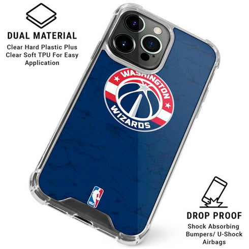 NBA Washington Wizards Blue Distressed iPhone 16 Pro Max Clear Case