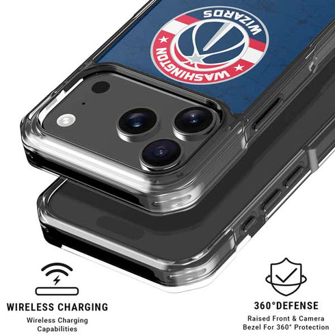 NBA Washington Wizards Blue Distressed iPhone 18 Pro Clear Case