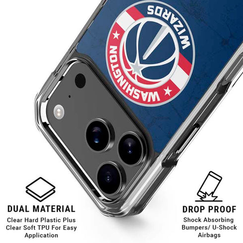 NBA Washington Wizards Blue Distressed iPhone 18 Pro Clear Case