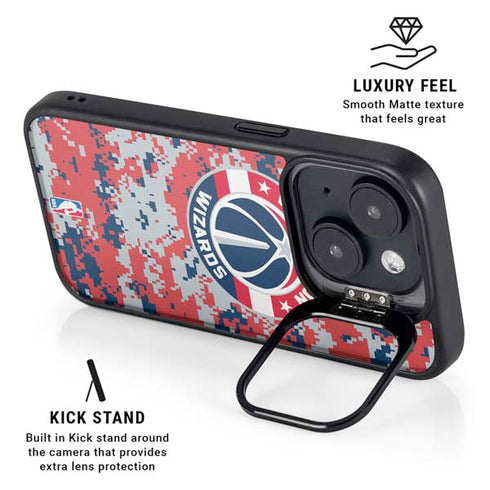 NBA Washington Wizards Camo Digi iPhone 15 Plus Kickstand Case