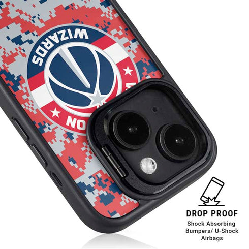 NBA Washington Wizards Camo Digi iPhone 15 Plus Kickstand Case