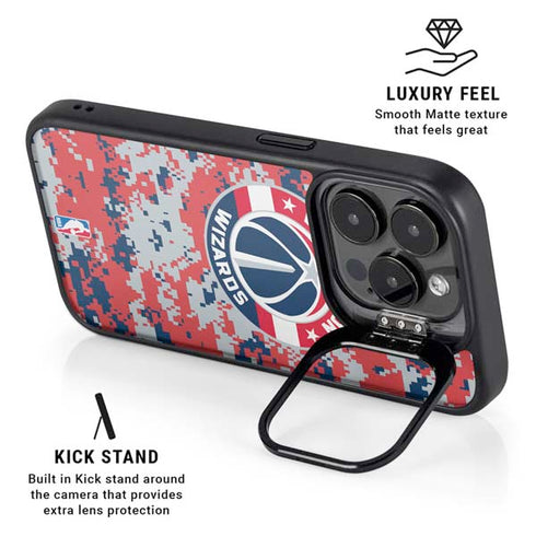 NBA Washington Wizards Camo Digi iPhone 15 Pro Kickstand Case
