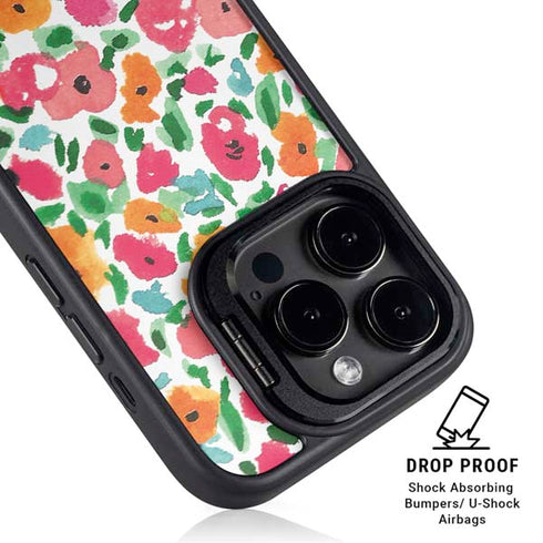Bouffants and Broken Hearts Watercolor Floral iPhone 15 Pro Kickstand Case