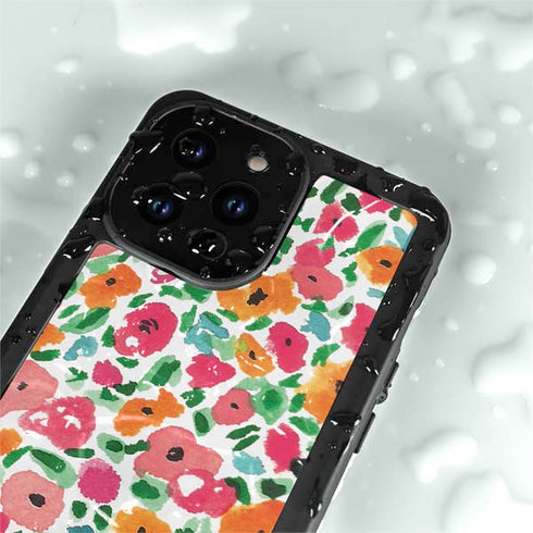 Bouffants and Broken Hearts Watercolor Floral iPhone 15 Pro Waterproof Case