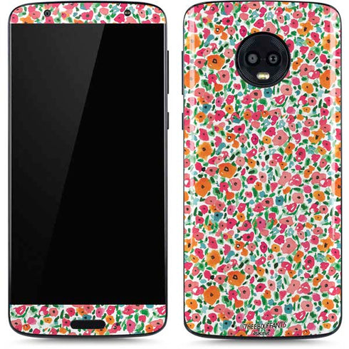 Bouffants and Broken Hearts Watercolor Floral Moto G6 Skin
