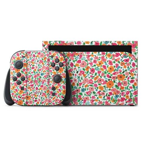 Bouffants and Broken Hearts Watercolor Floral Nintendo Skins