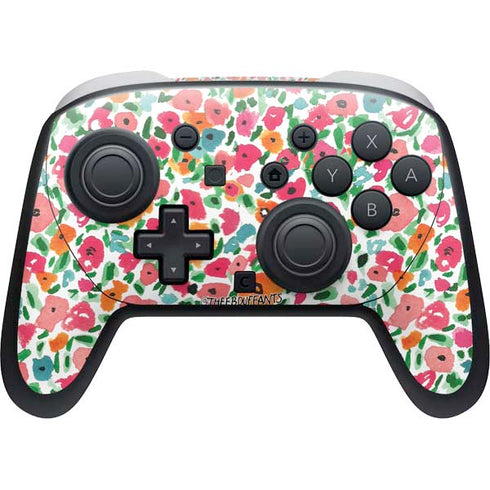 Bouffants and Broken Hearts Watercolor Floral Nintendo Switch 2 (2025) Pro Controller Skin
