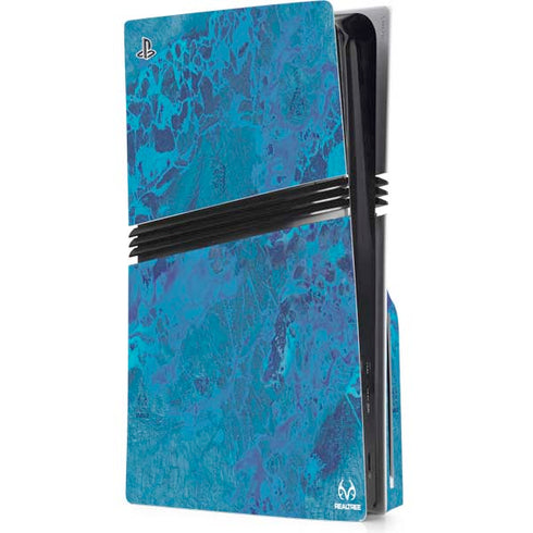 RealTree WAV3 Blue Camo PS5 Pro Disk Console Skin