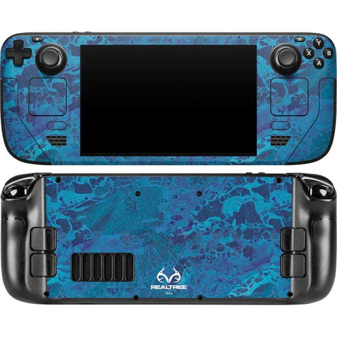 RealTree WAV3 Blue Camo Steam Deck Handheld Gaming Computer OLED Skin