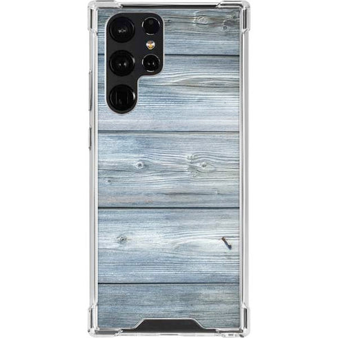 Weathered Blue Wood Galaxy S23 Ultra Clear Case
