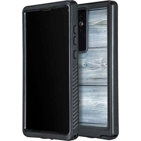 Weathered Blue Wood Galaxy S24 Ultra Waterproof Case