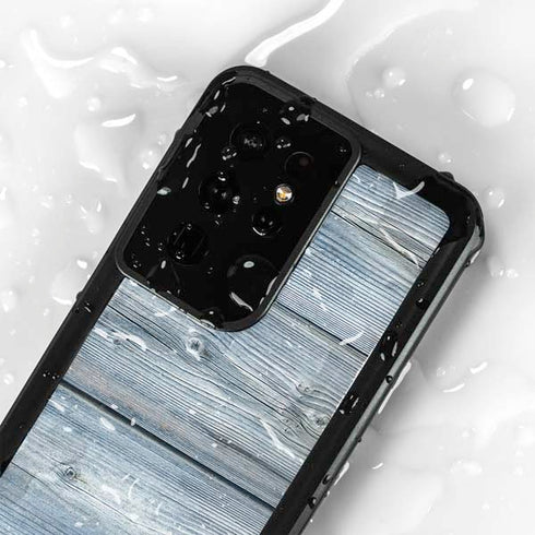 Weathered Blue Wood Galaxy S24 Ultra Waterproof Case