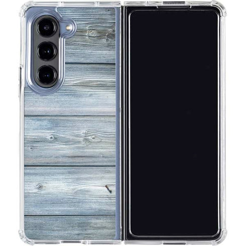 Weathered Blue Wood Galaxy Z Fold5 5G Clear Case