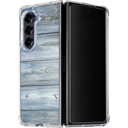 Weathered Blue Wood Galaxy Z Fold5 5G Clear Case