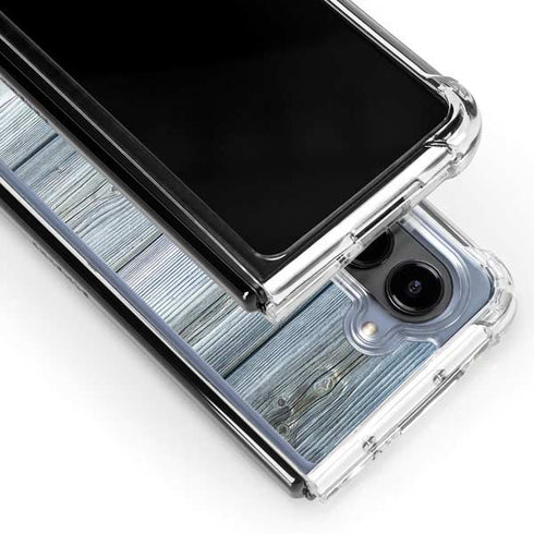 Weathered Blue Wood Galaxy Z Fold5 5G Clear Case