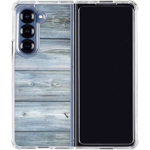 Weathered Blue Wood Galaxy Z Fold6 Clear Case