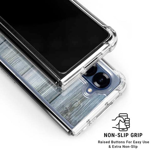 Weathered Blue Wood Galaxy Z Fold6 Clear Case