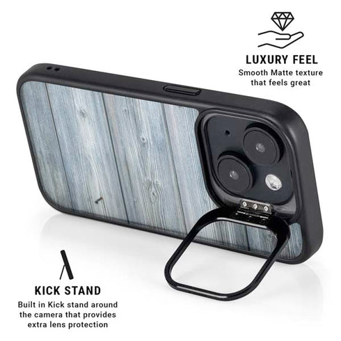 Weathered Blue Wood iPhone 14 Plus Kickstand Case