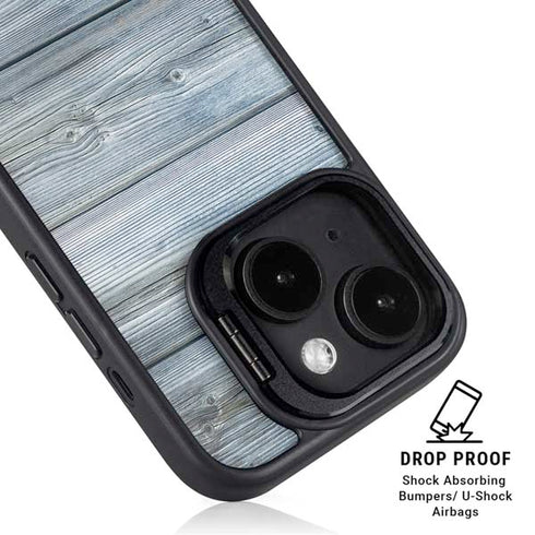 Weathered Blue Wood iPhone 14 Plus Kickstand Case