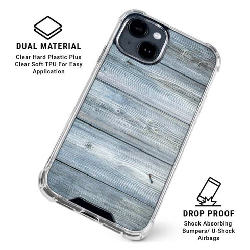 Weathered Blue Wood iPhone 15 Clear Case