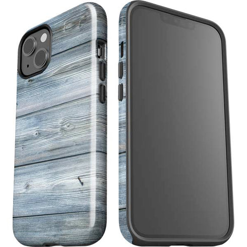 Weathered Blue Wood iPhone 15 Impact Case
