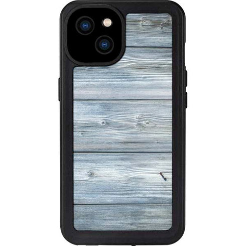 Weathered Blue Wood iPhone 15 Plus Waterproof Case