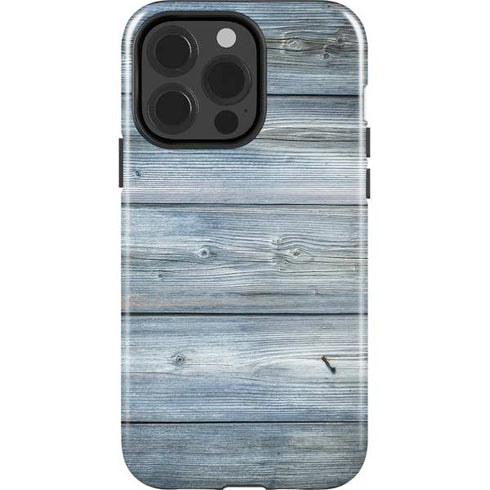 Weathered Blue Wood iPhone 15 Pro Impact Case