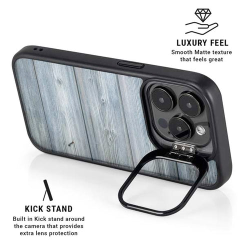 Weathered Blue Wood iPhone 15 Pro Max Kickstand Case