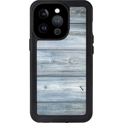 Weathered Blue Wood iPhone 15 Pro Waterproof Case