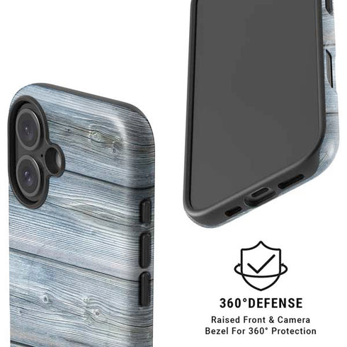 Weathered Blue Wood iPhone 16 Magsafe Impact Case