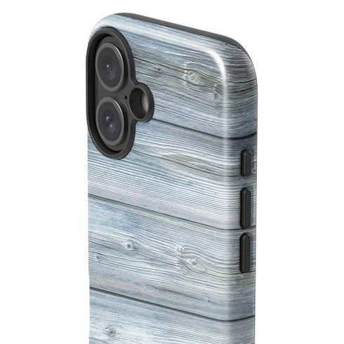 Weathered Blue Wood iPhone 16 Plus Impact Case