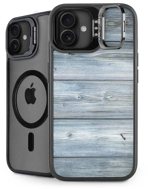 Weathered Blue Wood iPhone 16 Plus Kickstand Case