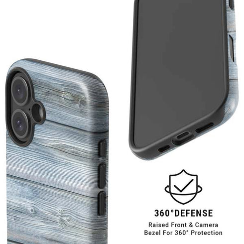 Weathered Blue Wood iPhone 16 Plus Magsafe Impact Case