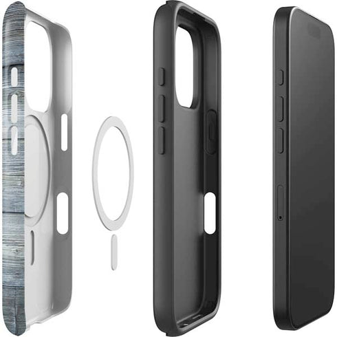 Weathered Blue Wood iPhone 16 Pro Magsafe Impact Case