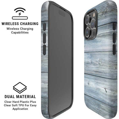 Weathered Blue Wood iPhone 16 Pro Magsafe Impact Case