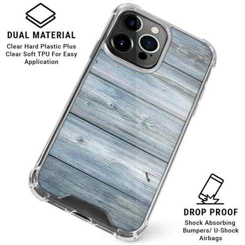 Weathered Blue Wood iPhone 16 Pro Max Clear Case