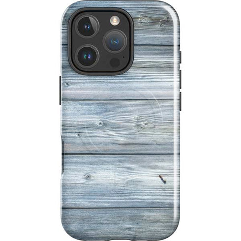 Weathered Blue Wood iPhone 16 Pro Max Magsafe Impact Case