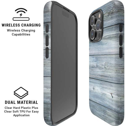 Weathered Blue Wood iPhone 16 Pro Max Magsafe Impact Case