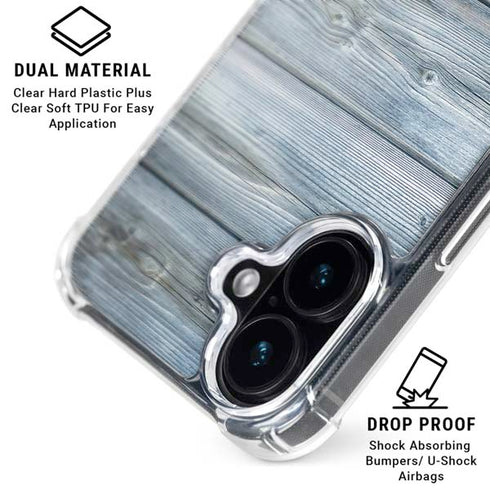 Weathered Blue Wood iPhone 17 Clear Case