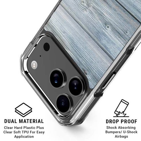 Weathered Blue Wood iPhone 18 Pro Clear Case