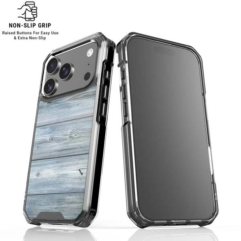 Weathered Blue Wood iPhone 18 Pro Clear Case
